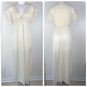 Vintage Deena Cream Textured Knit Maxi Night Dress